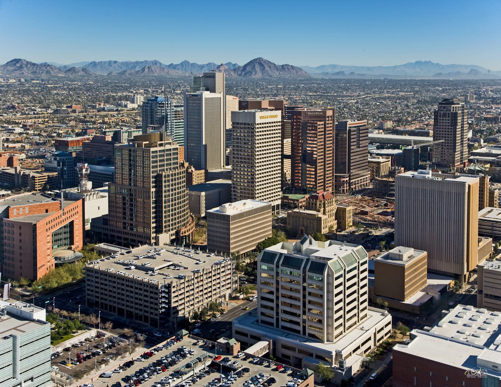 Phoenix — Downtown Phoenix Aerial Looking Northeast